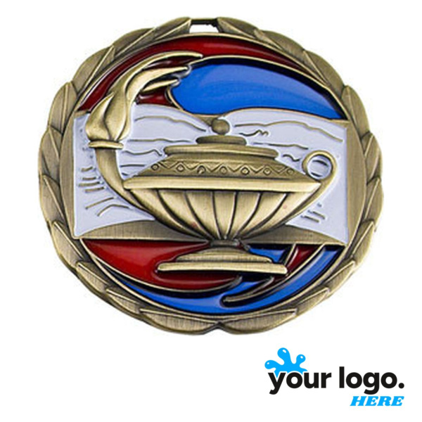 Book & Lamp Color Epoxy Medal Thumbnail