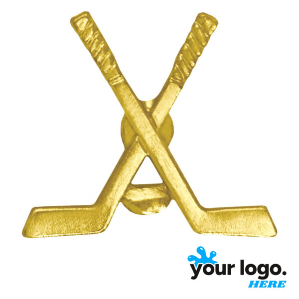 Ice Hockey Crossed Sticks Chenille Lapel Pin Thumbnail