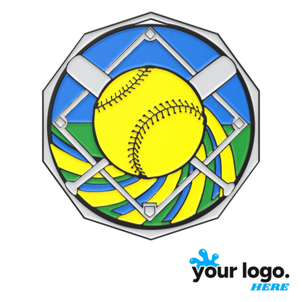 Softball Decagon Colored Medal Thumbnail