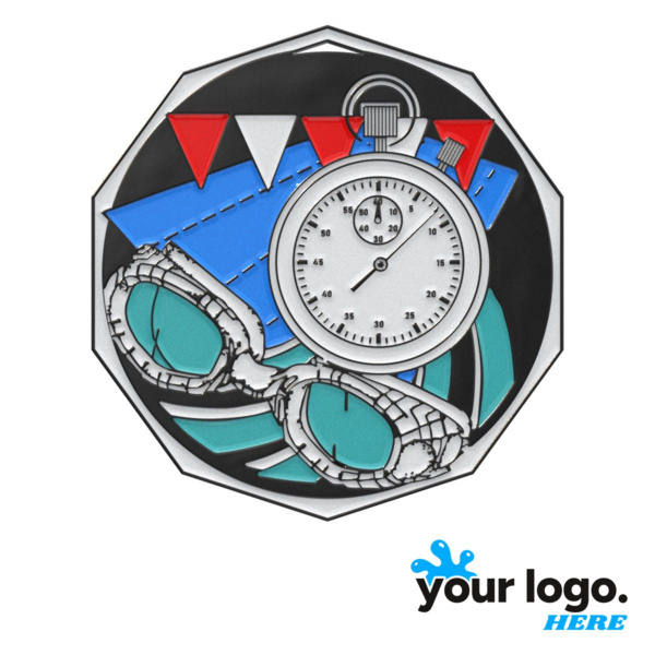 Swimming Decagon Colored Medal Thumbnail