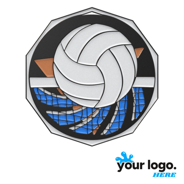 Volleyball Decagon Colored Medal Thumbnail