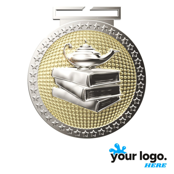 Dual Plated Book & Lamp Medal Thumbnail