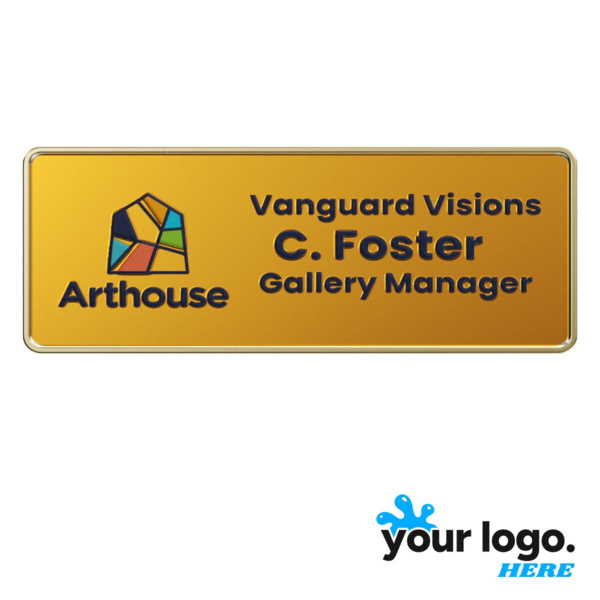 Express Texture Tone Rectangle Metal Name Badge Thumbnail