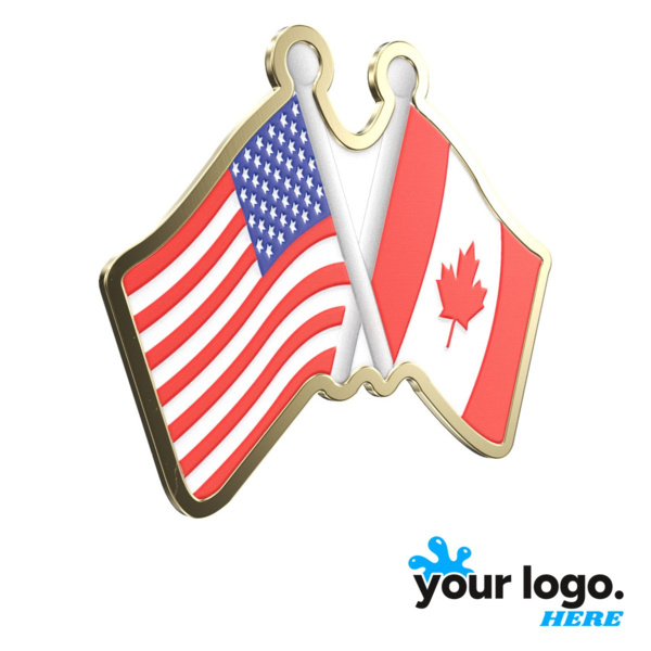 Express Dual Flag Shaped Lapel Pin Thumbnail