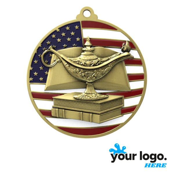 Patriotic Book & Lamp Medal Thumbnail