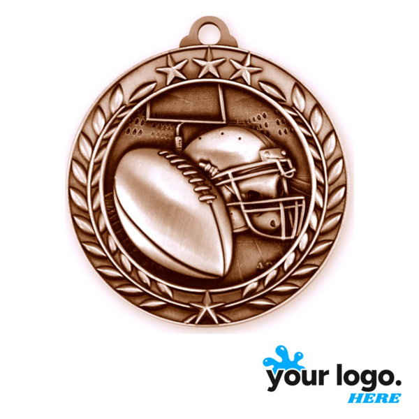 1 3/4" Antique Bronze Football Wreath Medallion Thumbnail