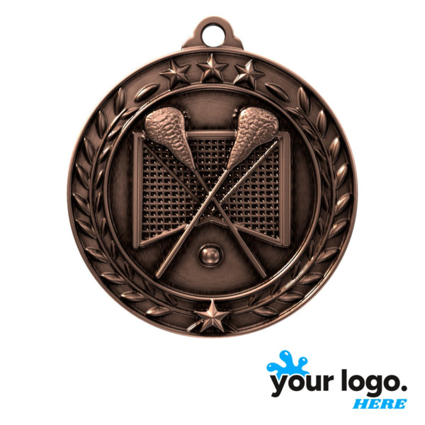 1 3/4" Antique Bronze Lacrosse Wreath Medallion Thumbnail