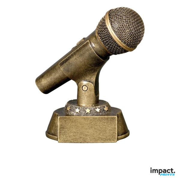 Gold Microphone Resin Trophy Thumbnail