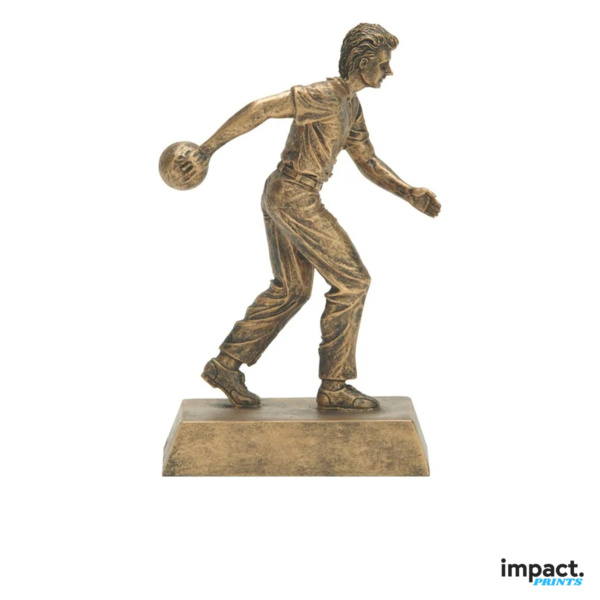 Gold Male Bowler Resin Trophy Thumbnail