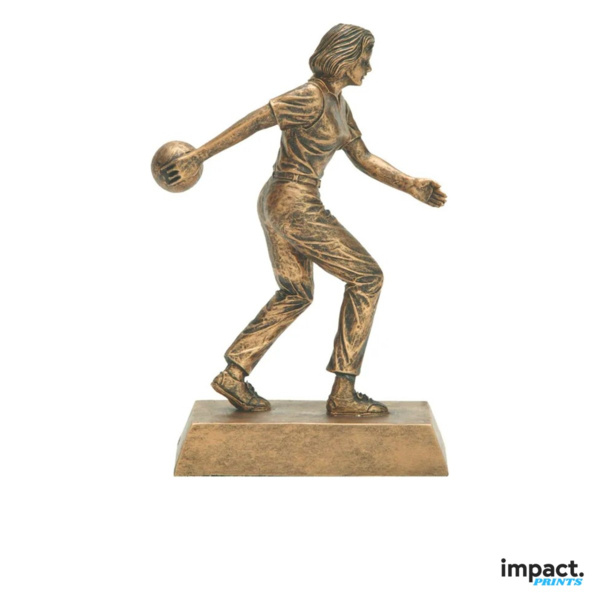 Gold Female Bowler Resin Trophy Thumbnail