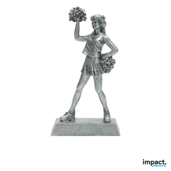Silver Cheerleader Resin Trophy 10.5 Inch Thumbnail