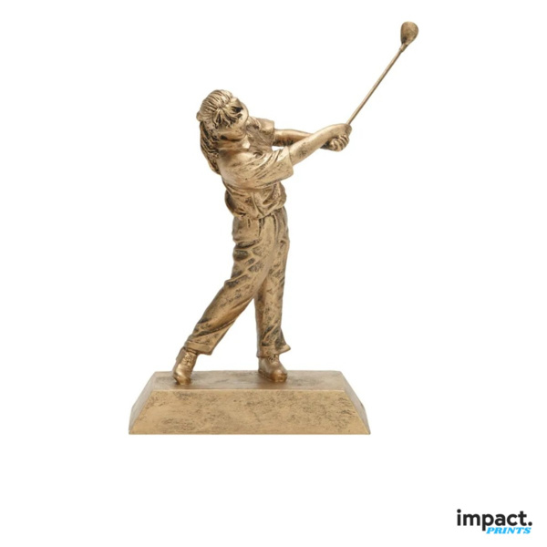 Gold Female Golfer Resin Trophy Thumbnail