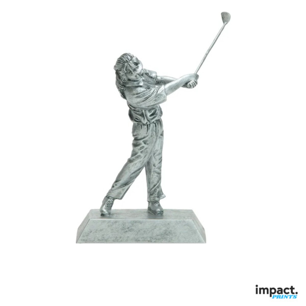 Silver Female Golfer Resin Trophy Thumbnail