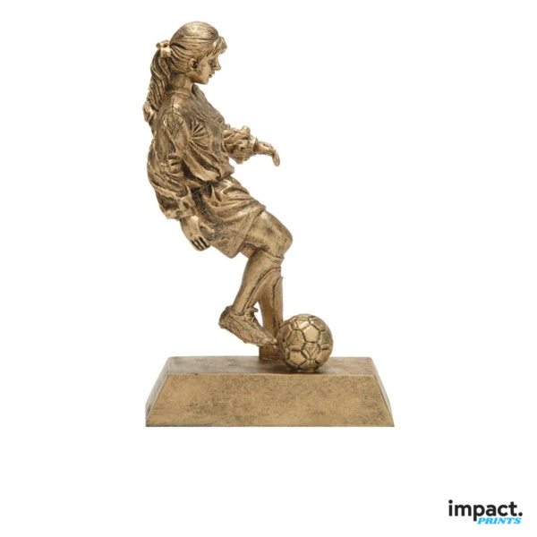 Gold Female Soccer Player Resin Trophy Thumbnail