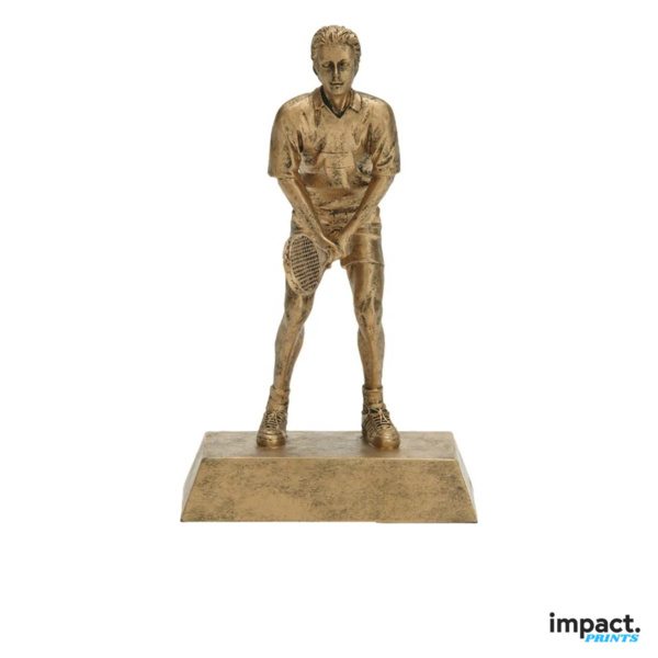 Gold Male Tennis Player Resin Trophy Thumbnail