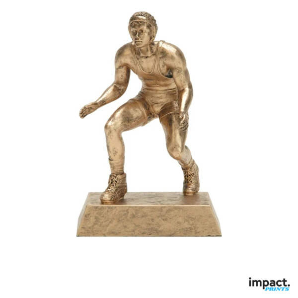 Gold Wrestling Sport Resin Trophy Thumbnail