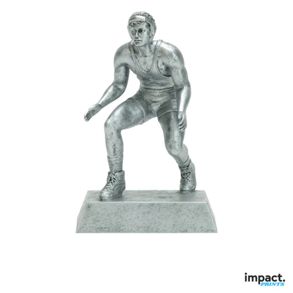 Silver Wrestling Sport Resin Trophy Thumbnail