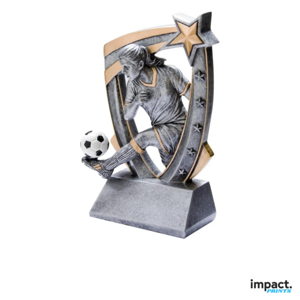 3D Star Female Soccer Resin Trophy Thumbnail
