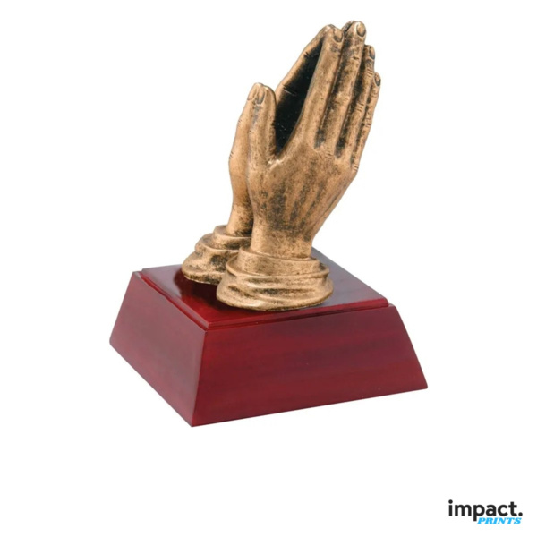 Praying Hands Resin Trophy, 4 Inch Thumbnail