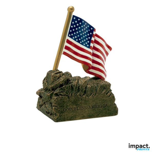 US Flag Patriotic Resin Trophy, 4 Inch Thumbnail