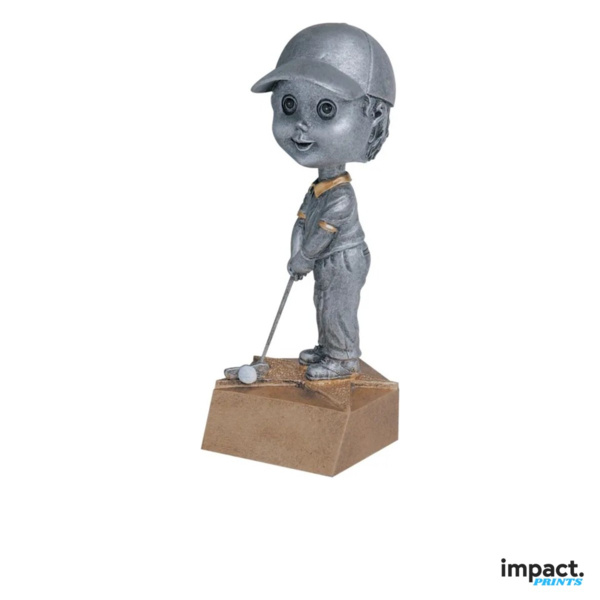 Male Golfer Bobblehead Resin Trophy 6 in Thumbnail