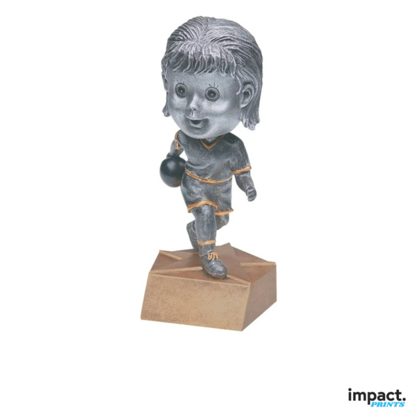 Female Bowler Bobblehead Resin Trophy 6 in Thumbnail