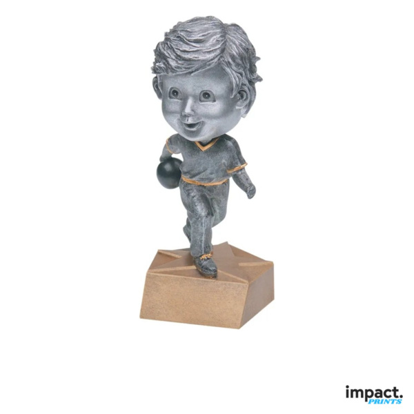 Male Bowler Bobblehead Resin Trophy 6 in Thumbnail