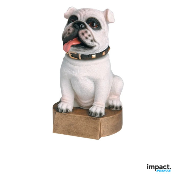 White Bulldog Mascot Bobblehead Trophy Thumbnail