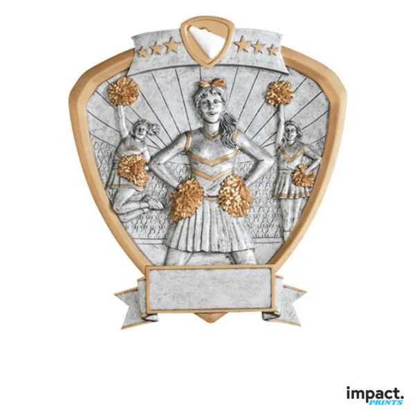 Cheerleading Shield Resin Trophy Thumbnail
