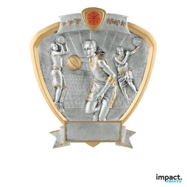 Women's Basketball Shield Resin Trophy Thumbnail