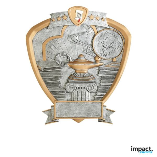 Knowledge Academic Shield Resin Trophy Thumbnail