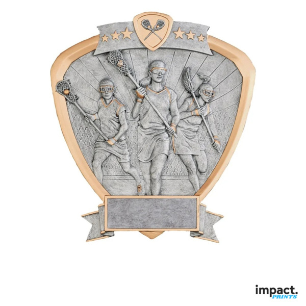 Women's Lacrosse Shield Resin Trophy Thumbnail