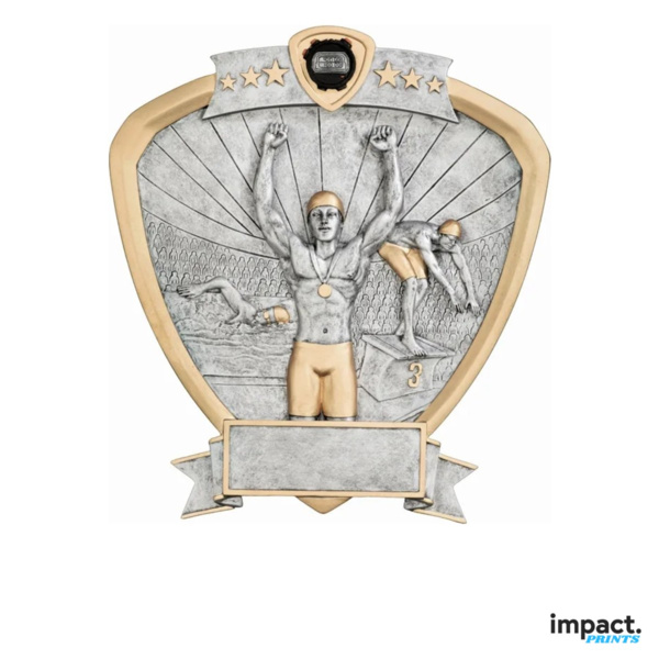 Men's Swimming Shield Resin Trophy Thumbnail