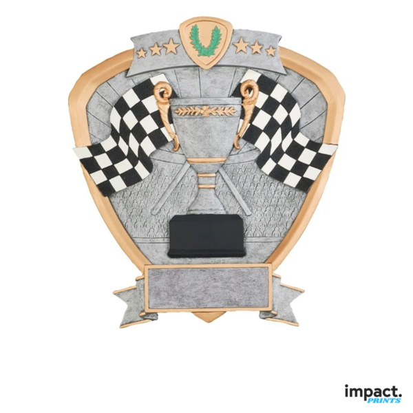 Racing Flags Shield Resin Trophy Thumbnail