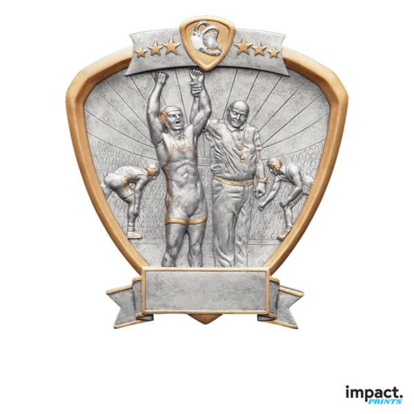 Wrestling Shield Resin Trophy Thumbnail