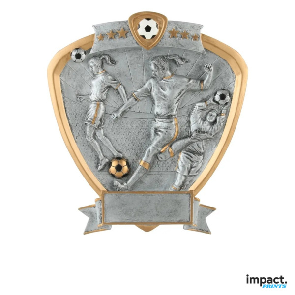 Women's Soccer Shield Resin Trophy Thumbnail